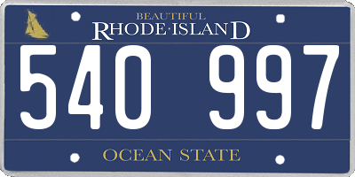 RI license plate 540997