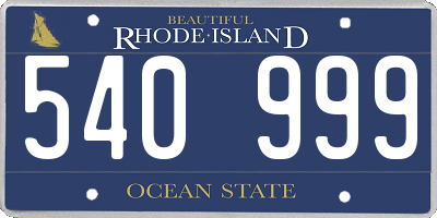 RI license plate 540999
