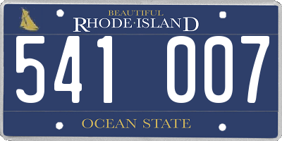 RI license plate 541007