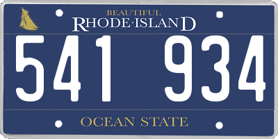RI license plate 541934