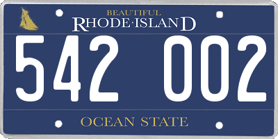 RI license plate 542002