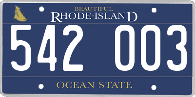 RI license plate 542003