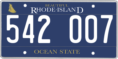 RI license plate 542007