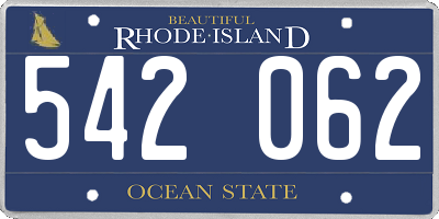 RI license plate 542062