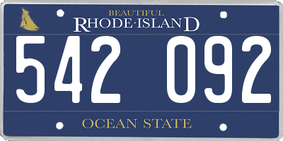 RI license plate 542092