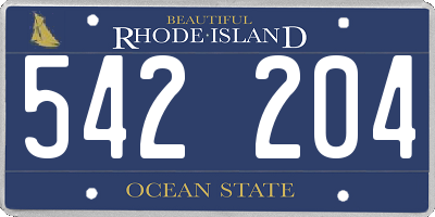 RI license plate 542204