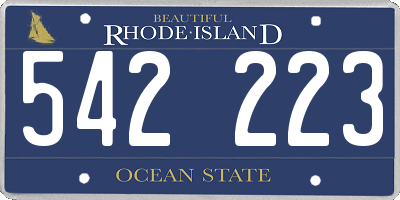 RI license plate 542223