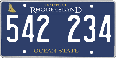RI license plate 542234