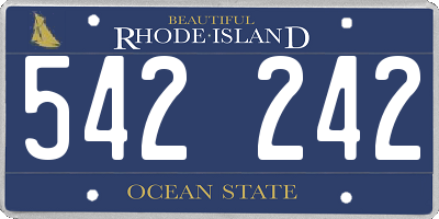RI license plate 542242