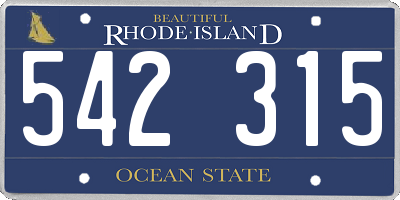 RI license plate 542315
