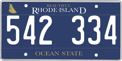 RI license plate 542334