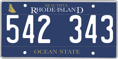 RI license plate 542343