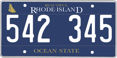 RI license plate 542345