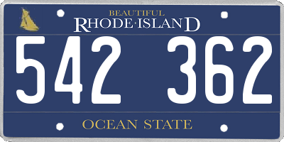 RI license plate 542362