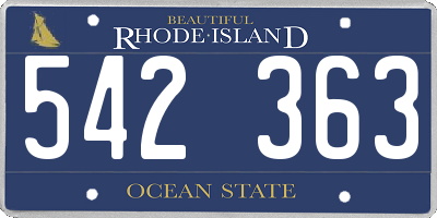 RI license plate 542363