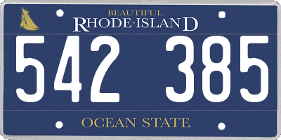 RI license plate 542385