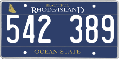 RI license plate 542389