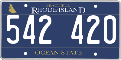 RI license plate 542420