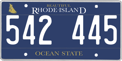 RI license plate 542445