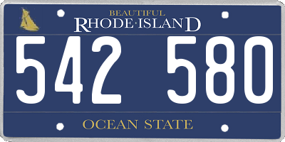 RI license plate 542580