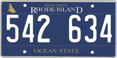 RI license plate 542634