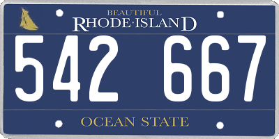 RI license plate 542667