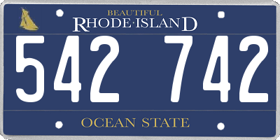 RI license plate 542742
