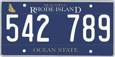 RI license plate 542789