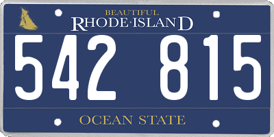 RI license plate 542815