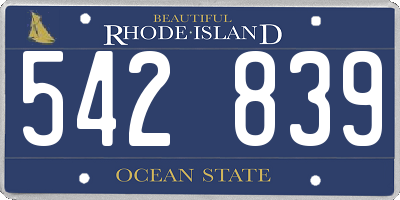 RI license plate 542839