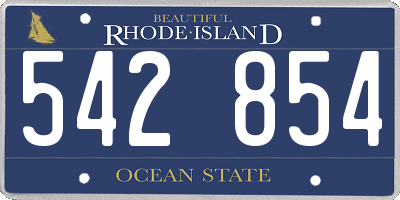 RI license plate 542854
