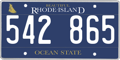 RI license plate 542865