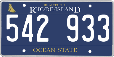 RI license plate 542933