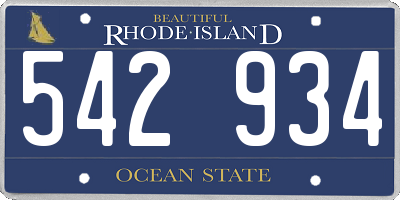 RI license plate 542934