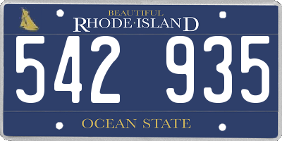 RI license plate 542935