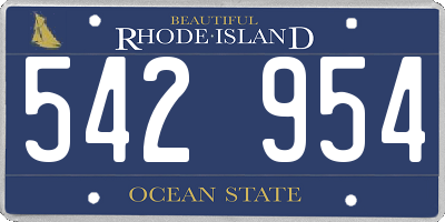 RI license plate 542954