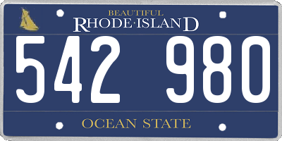 RI license plate 542980
