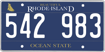 RI license plate 542983