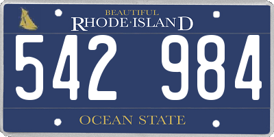 RI license plate 542984