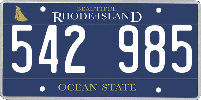 RI license plate 542985