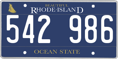 RI license plate 542986