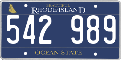 RI license plate 542989