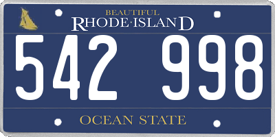RI license plate 542998