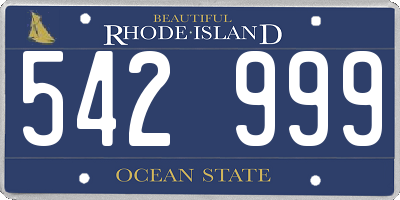 RI license plate 542999