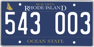 RI license plate 543003