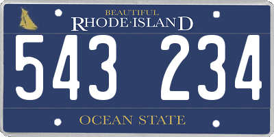 RI license plate 543234