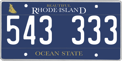 RI license plate 543333