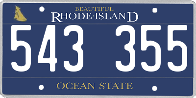 RI license plate 543355