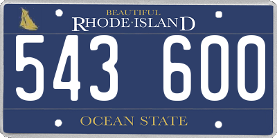 RI license plate 543600