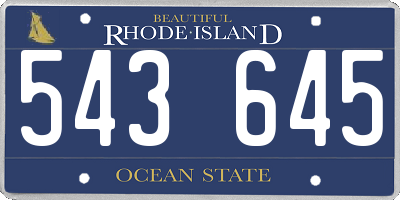 RI license plate 543645